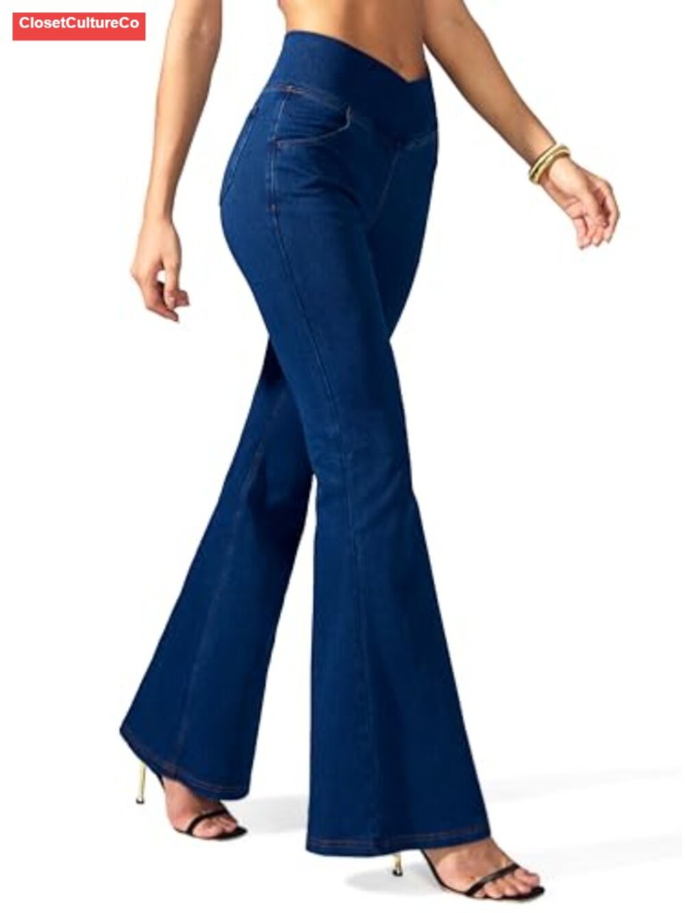 Women's Stretchy Flare Jeans High Rise Bell Bottom Pull On Jeggings